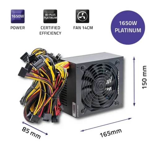 Alternative view of Qoltec ATX 1650W захранващ блок 80 Plus Platinum