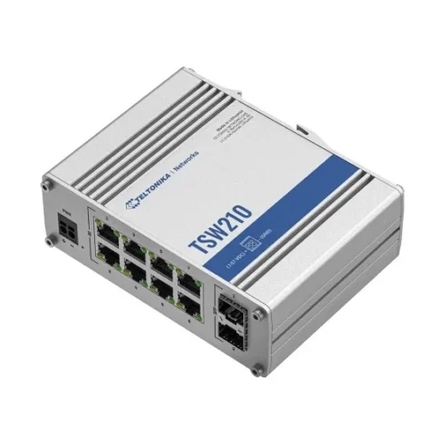 TELTONIKA TSW210 Switch 2xSFP 8xPoE+ 8xGbE DIN RAIL Back Panel