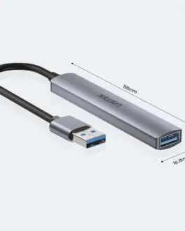Alternative view of Unitek HUB USB-A, 3x USB-A 2.0, 1x USB-A 5 Gbps Alu