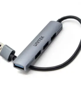 Unitek HUB USB-A; 3x USB-A 2.0; 1x USB-A 5 Gbps Alu