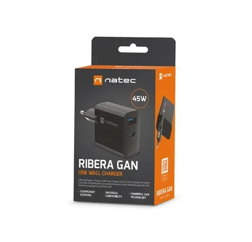 Alternative view of Natec RiberaGAN USB 45W мрежово зарядно
