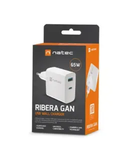 Alternative view of Natec RiberaGAN USB 65W мрежово зарядно