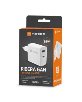 Alternative view of Natec RiberaGAN USB 65W мрежово зарядно