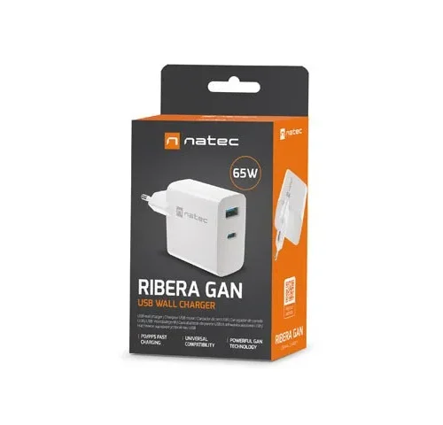 Alternative view of Natec RiberaGAN USB 65W мрежово зарядно