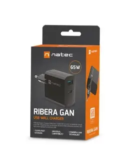 Alternative view of Natec RiberaGAN USB 65W мрежово зарядно