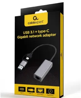 Alternative view of Gembird USB 3.1 + type-C Gigabit network адаптер