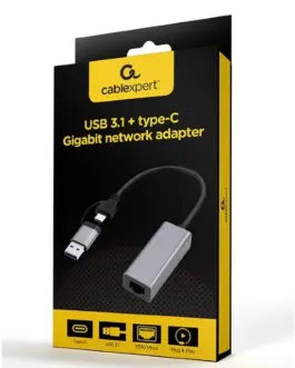 Alternative view of Gembird USB 3.1 + type-C Gigabit network адаптер