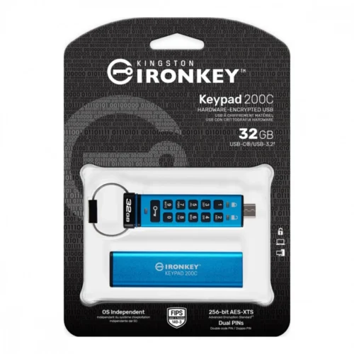 Kingston Pendrive 32GB IronKey Keypad 200C USB-C FIPS140-3 Lvl3 AES-256