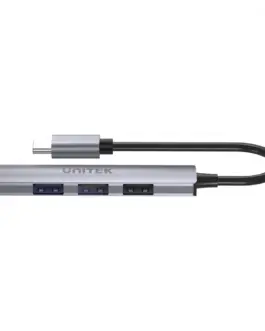 Alternative view of Unitek HUB USB-C, 3x USB-A 2.0 1x USB-A 5 Gbps alu