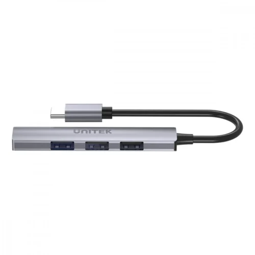Alternative view of Unitek HUB USB-C, 3x USB-A 2.0 1x USB-A 5 Gbps alu