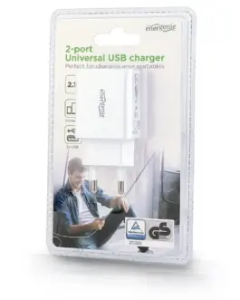 Alternative view of Gembird USB зарядно 2-port-A 2.1A бял