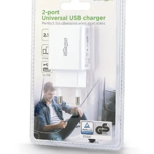 Alternative view of Gembird USB зарядно 2-port-A 2.1A бял