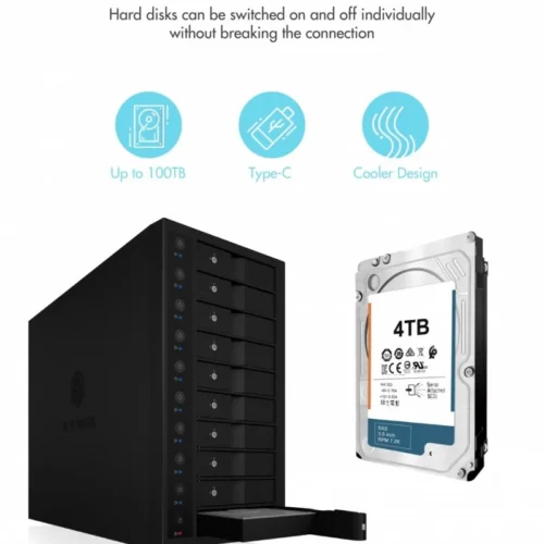 IcyBox ICY BOX IB-3810-C31 10x HDD Single System