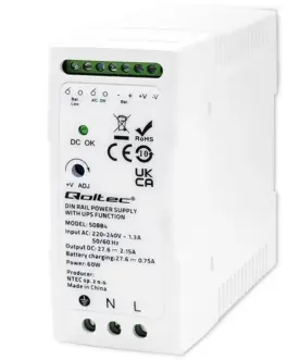 Qoltec DIN rail захранващ блок with UPS function, 60W
