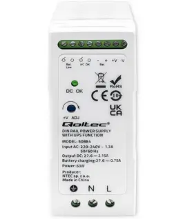 Qoltec DIN rail захранващ блок with UPS function