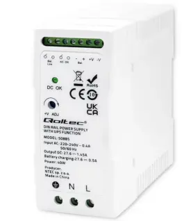Qoltec DIN rail захранващ блок with UPS function, 40W