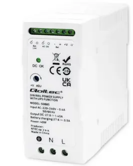 Qoltec DIN rail захранващ блок with UPS function, 40W