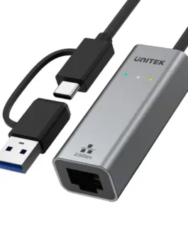 Unitek адаптер USB-A/C 3.1 GEN1 RJ45; 25 Gbps; U1313C