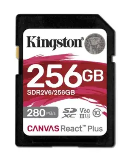 Kingston 256GB React Plus 280/150/MB/s U3 V60 SD Card