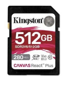 Kingston SD Card 512GB React Plus 280/150/MB/s U3 V60