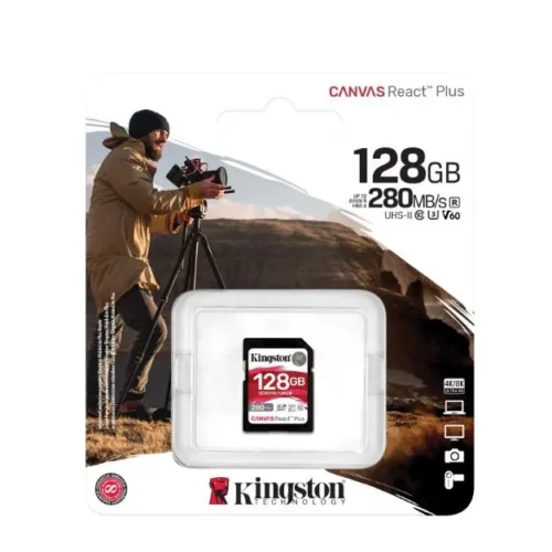 Alternative view of Kingston 128GB React Plus 280/100/MB/s U3 V60 SD Card