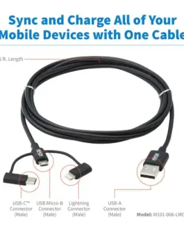 Alternative view of Eaton 6FT USBA TO LGT/USBBM/C MFI 1.8m