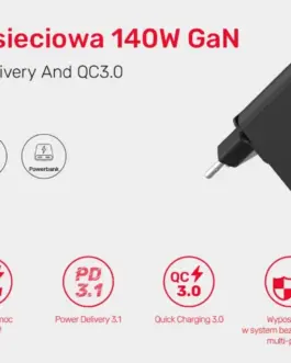 Alternative view of Unitek мрежово зарядно GAN 2x USB-C 1x USB-A 140W
