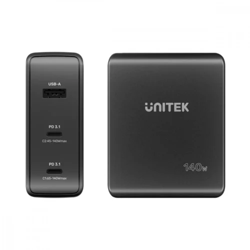 Unitek мрежово зарядно GAN 2x USB-C 1x USB-A 140W