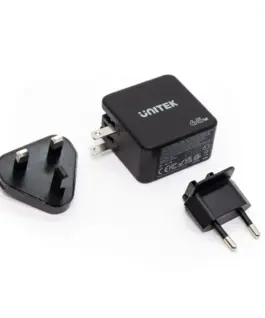 Alternative view of Unitek мрежово зарядно Travel GAN 2x USB-C 1x USB-A 65w