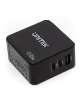 Unitek мрежово зарядно Travel GAN 2x USB-C 1x USB-A 65w