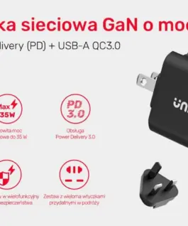 Alternative view of Unitek мрежово зарядно GaN PD 35W USB-C + USB-A