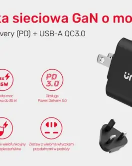 Alternative view of Unitek мрежово зарядно GaN PD 35W USB-C + USB-A