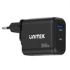 Unitek мрежово зарядно Travel GAN 2x USB-C 1x USB-A 65w