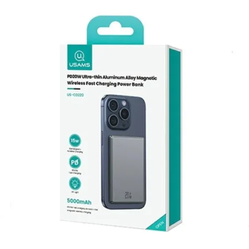 Alternative view of USAMS Induction външна батерия 5000mAh MagSafe Fast 20W сив