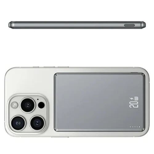 USAMS Induction външна батерия 5000mAh MagSafe Fast 20W сив