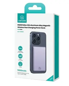 Alternative view of USAMS Induction външна батерия 5000mAh MagSafe Fast 20W лилав