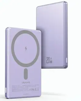 USAMS Induction външна батерия 5000mAh MagSafe Fast 20W лилав