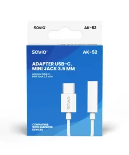 Alternative view of Savio адаптер AK-52 USB-C - Mini Jack 3,5 mm, Samsung