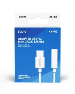 Alternative view of Savio адаптер AK-52 USB-C - Mini Jack 3,5 mm, Samsung