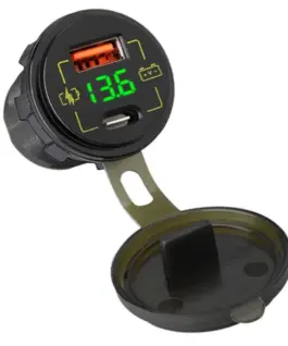 BLOW USB+USB-C M18A зарядно за кола, voltmeter