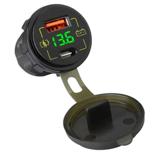 BLOW USB+USB-C M18A зарядно за кола, voltmeter