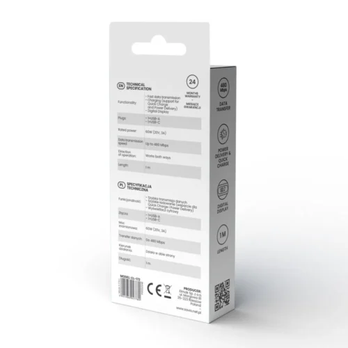 Savio USB кабел 60W CL0172 1m SAVIO