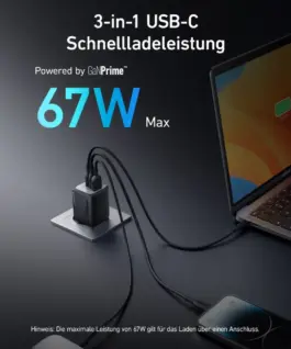 Anker Prime 735 67W 2xUSB-C 1xUSB-A черен