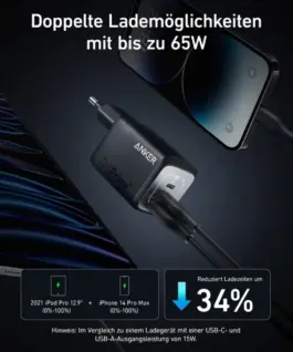 Anker Prime 735 67W 2xUSB-C 1xUSB-A черен