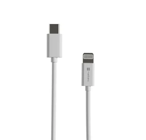 Natec LIGHTNING(M)->USB-C(M) кабел 1M бял MFI prat