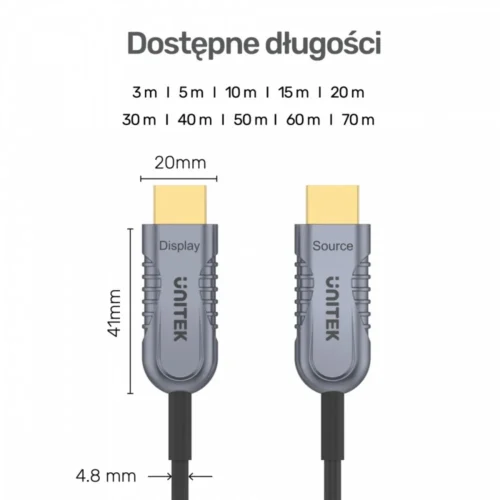 Alternative view of Unitek HDMI Optic кабел 2.1 AOC 15m 4K60Hz C11029DGY