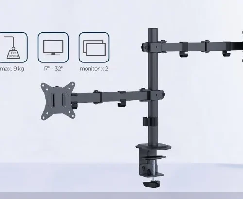 Gembird Desk mounted double monitor arm 17-32 inches 9kg