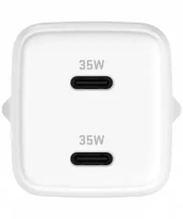 Alternative view of YENKEE USB C mains зарядно 2x18W 3A Power delivery 3.0 QC3.0 бял