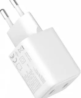 YENKEE USB C mains зарядно 2x18W 3A Power delivery 3.0 QC3.0 бял