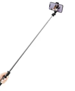 Alternative view of CRONG Compact selfie stick Bluetooth tripod черен